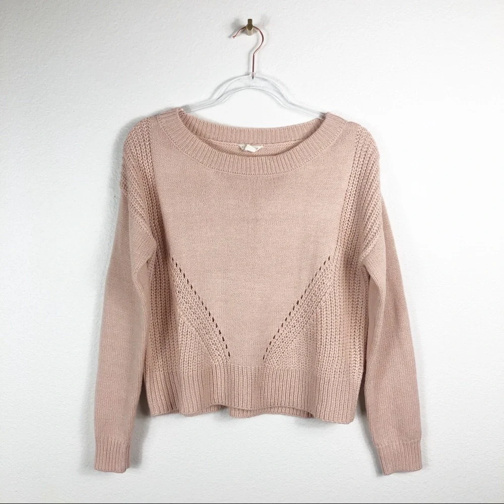 Aeropostale Blush‎ Pink Gold Detail Knit Sweater S